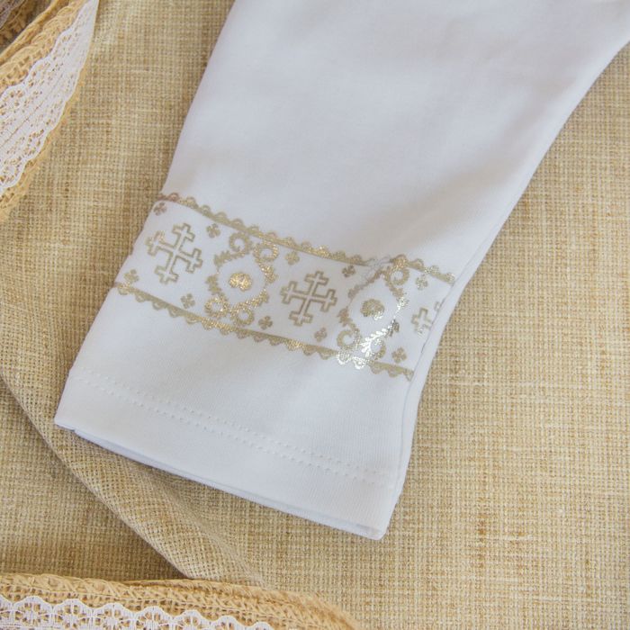 Брюки крестильные, рост 56 см, цвет белый, принт серебристый К101-5_М