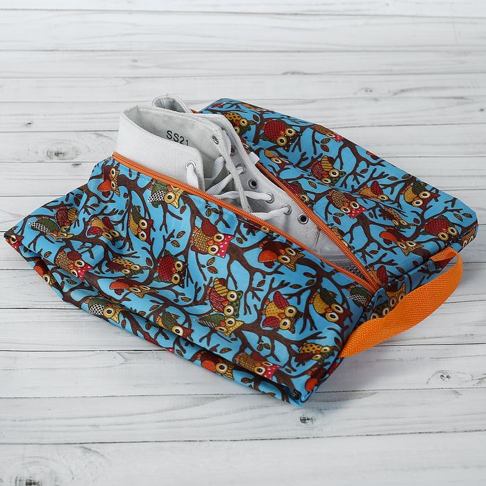 Сумка для обуви на молнии, 1 отдел, цвет синий/разноцветный