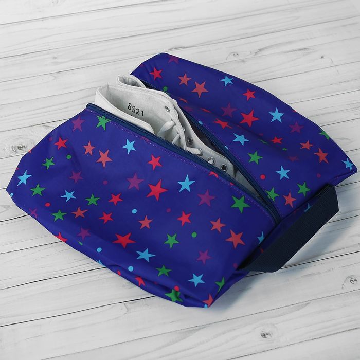 Сумка для обуви на молнии, 1 отдел, цвет синий/разноцветный