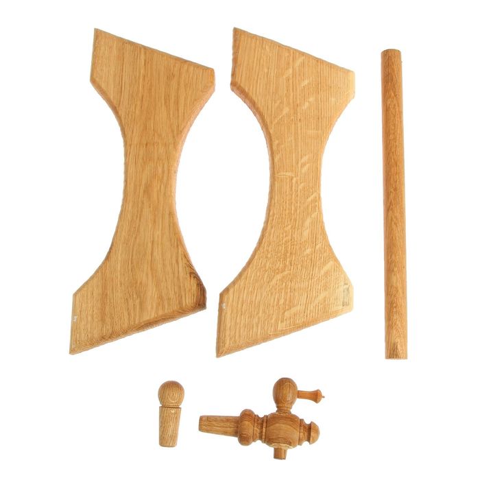 Бочка дубовая, 20 л, обруч из нержавеющей стали, на подставке