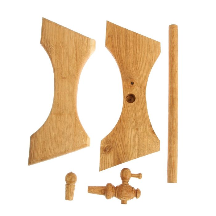 Бочка дубовая, 30 л, обруч из нержавеющей стали, на подставке