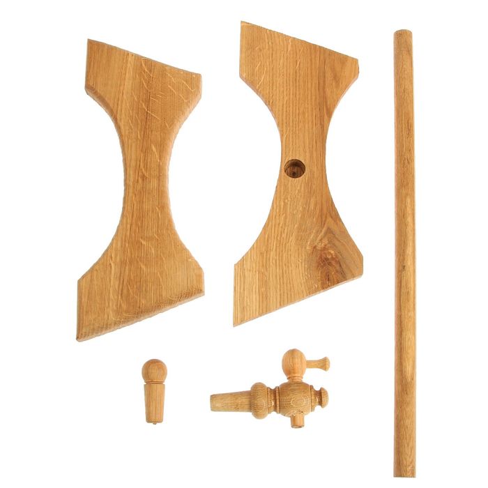 Бочка дубовая, 50 л, обруч из нержавеющей стали, на подставке