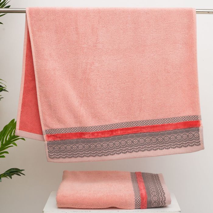 Полотенце махровое стриженое Spany Interio, LACE цв.розовый, 50х90 хл.100%