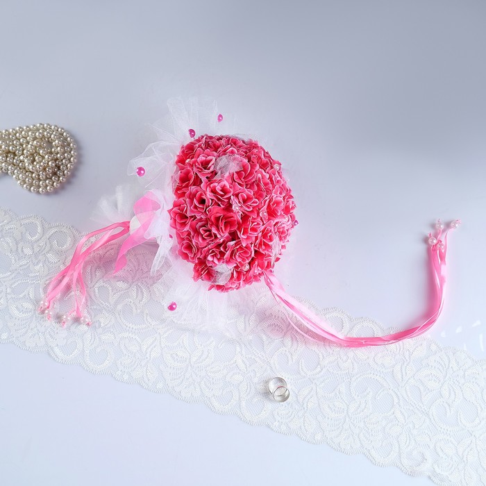 Букет невесты №5 "Декоративный" (Ǿ27см;выс.27см), малиновый