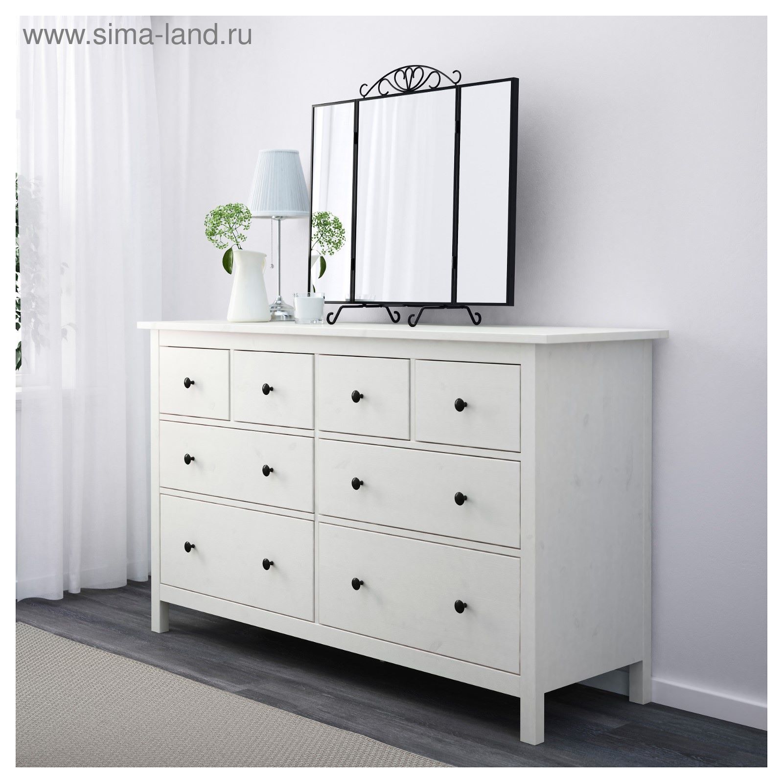 Hemnes хемнэс комод с 2 ящиками белая морилка 54x66 см