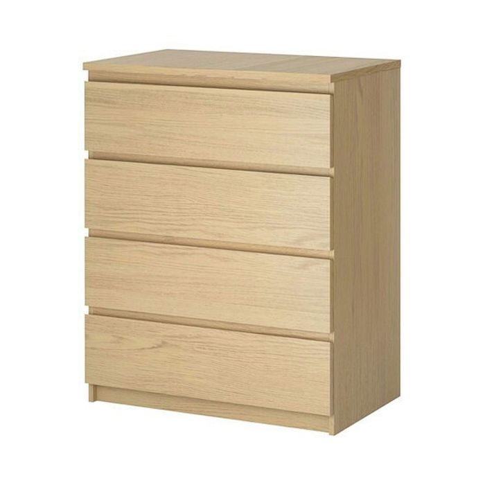 Комод с 4 ящиками, дубовый шпон, беленый МАЛЬМ