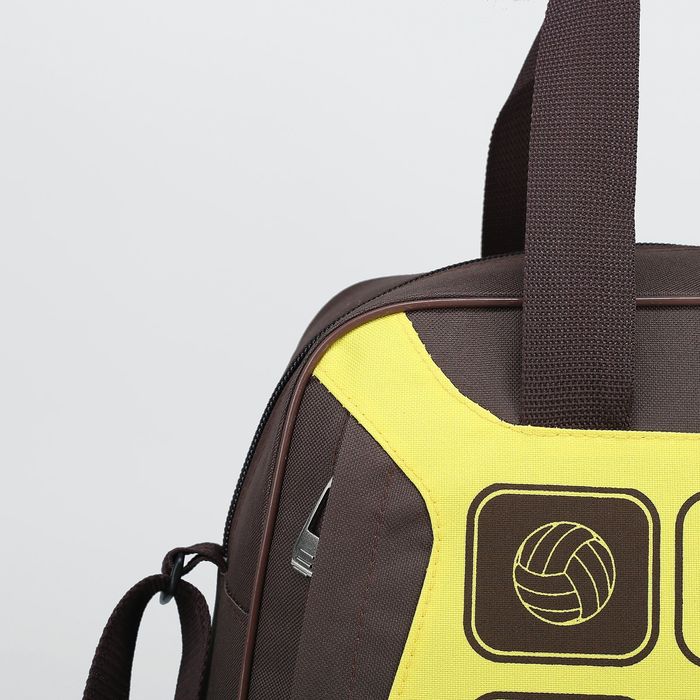 Сумка спортивная 44*23*30, 1 отдел на молнии, н/карман, длинный ремень, коричневый/желтый