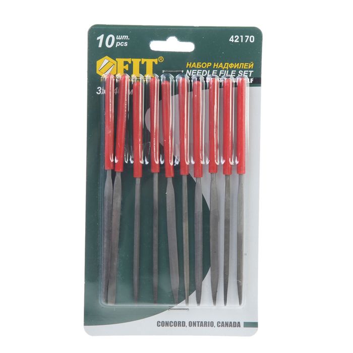 Надфили FIT, PVC ручка, 3 х140 мм, 10 шт, узкие
