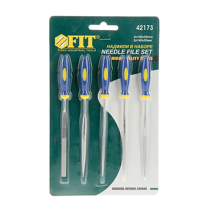 Надфили FIT, алмазные, мягкая ручка, 3 х140 х50 мм, 5 шт
