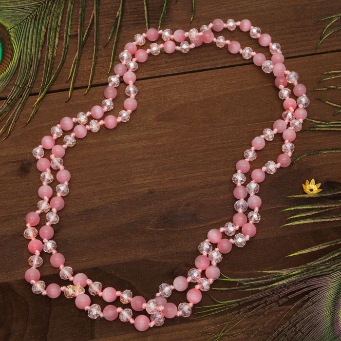 Бусы "Кошачий глаз" шар №8, гранёный, цвет розовый, 120см