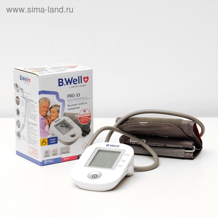 

Тонометр B.Well PRO 33 (M-L), автоматический, манжета 22-42 см, 4хААА, с адаптером