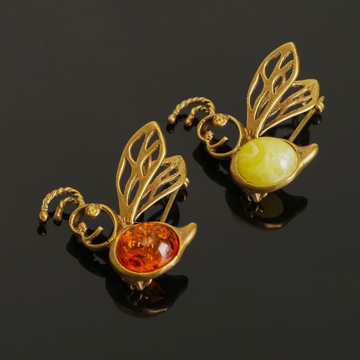 Брошь "Янтарь" пчёлка, цвет МИКС