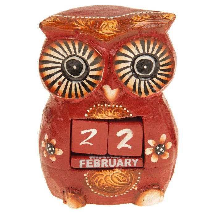 Календарь настольный дерево "Филин" 14х8х9 см