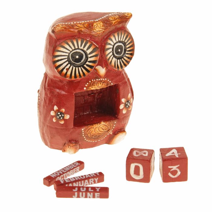 Календарь настольный дерево "Филин" 14х8х9 см