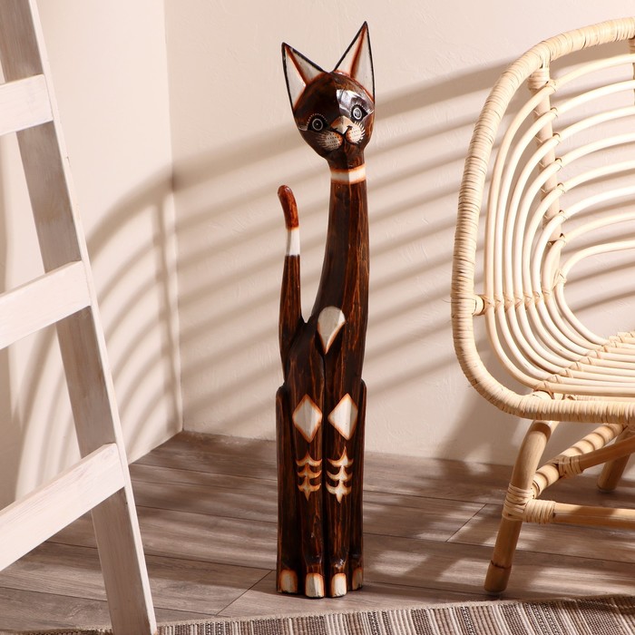 Сувенир дерево "Кошка с золотыми цветами" 80х17х6 см