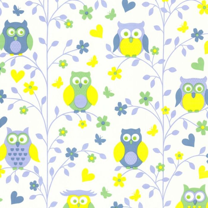 Обои бумажные Брянск Совы-1 голубые 0,53х10 м