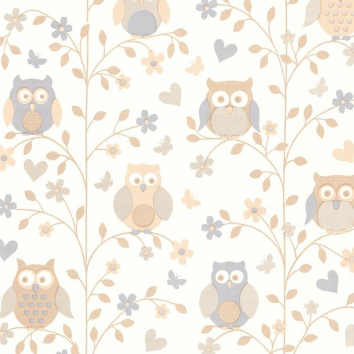Обои бумажные Брянск Совы-2 бежевые 0,53х10 м
