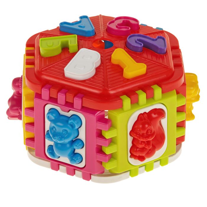 Логический шестигранник сортер с буквами и животными