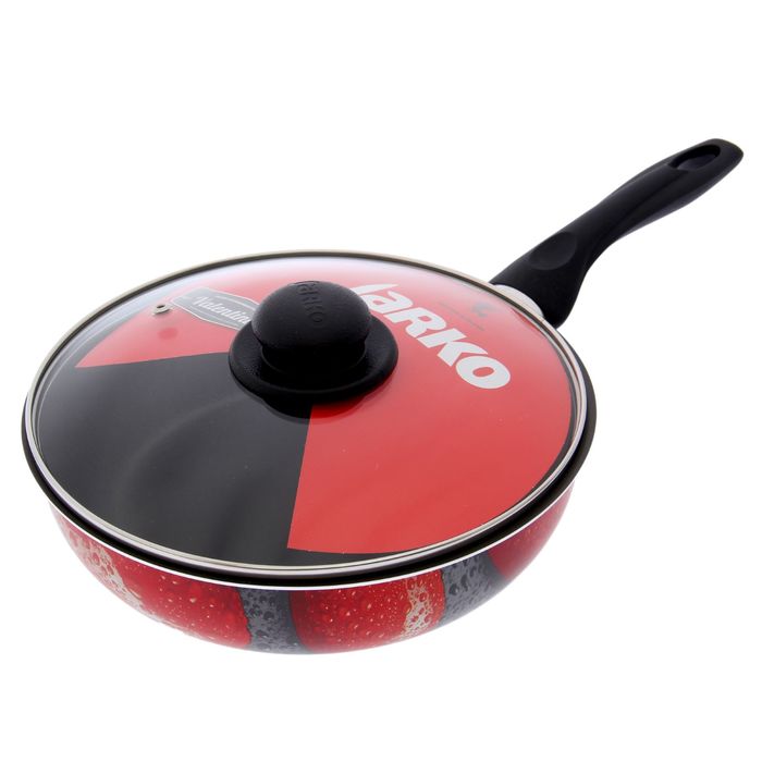 Сотейник 24 см Valentina, клепаная ручка, стеклянная крышка