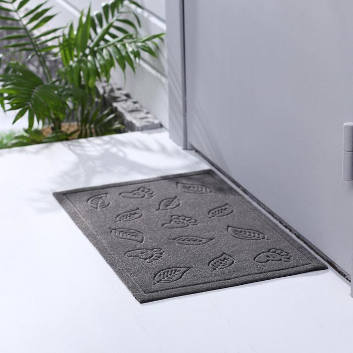 Коврик придверный "Ножки и листочки", без окантовки, цвет МИКС