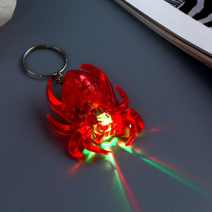 Фонарик свет на кольце "Паучок" МИКС 4,7х3,7х1,5 см