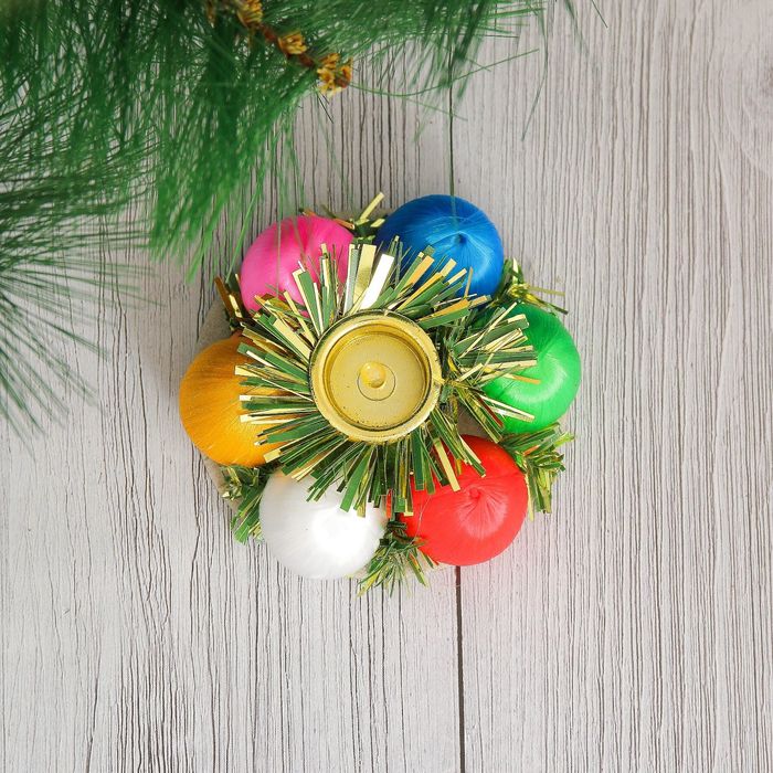 Подсвечник новогодний "Цветные шарики" на одну свечу d-8 см