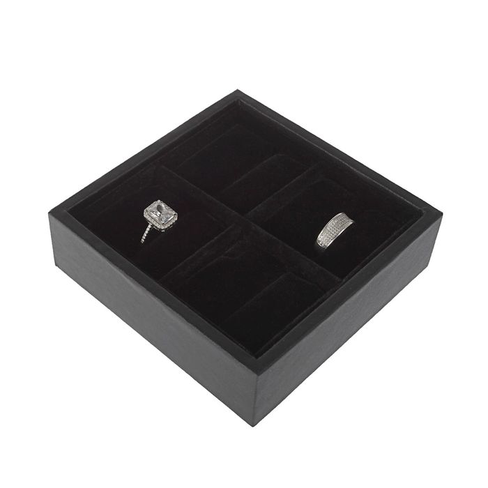 Подставка под кольца, 4 секции, 12*12*3, цвет чёрный