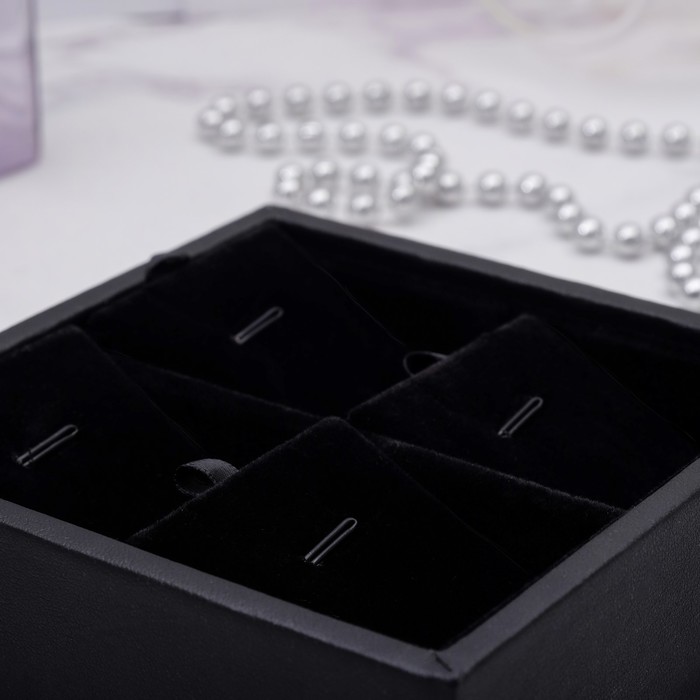 Подставка под серьги, кулон, цепь, кольцо, 4шт, 12*12*3, цвет чёрный