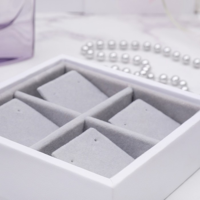 Подставка под серьги 4шт, 12*12*3, цвет белый, серый