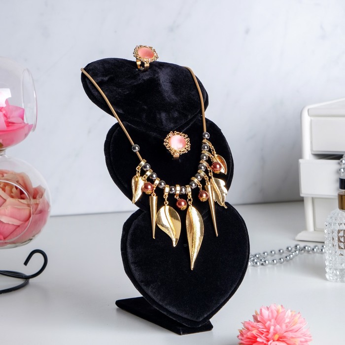 Поставка для украшений "3 Сердца", с крючками, 12*13*24, цвет чёрный