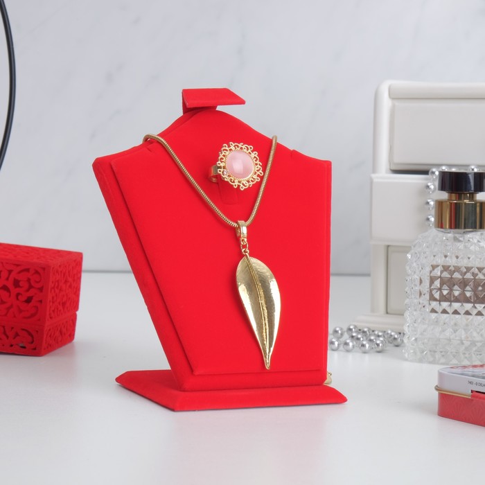 Подставка под серьги, кулон, кольцо, 10*7,5*12, цвет красный