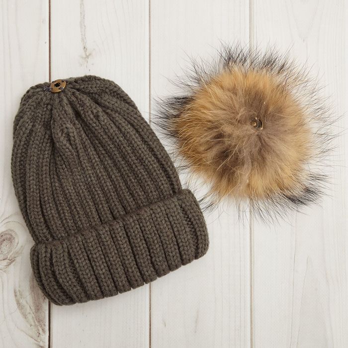 Шапка женская с помпоном "Амалия", размер 54-56, цвет серый