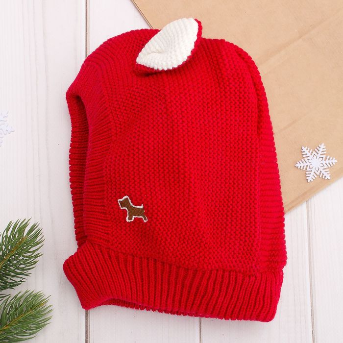 Шапка-шлем детская, размер 48, цвет красный