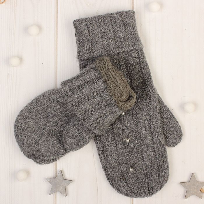 Варежки женские "Далия", размер 18 (р-р произв. 9), цвет серый