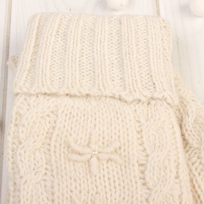 Варежки женские "Далия", размер 18 (р-р произв. 9), цвет экрю