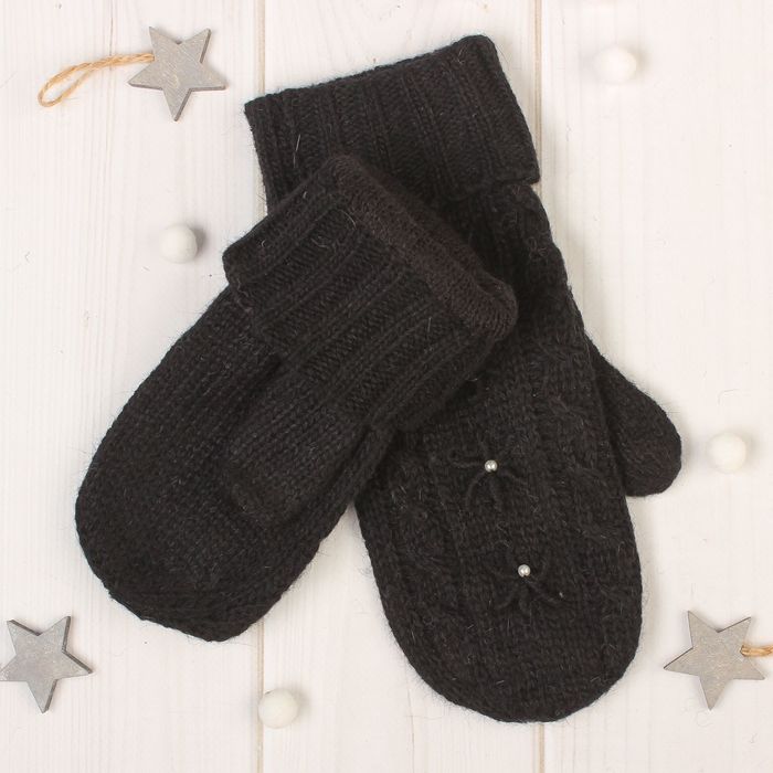 Варежки женские "Далия", размер 18 (р-р произв. 9), цвет чёрный