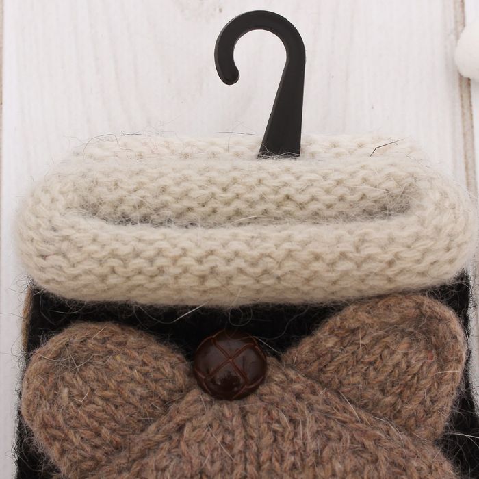 Митенки шерстяные детские "Мишутка", размер 18 (р-р произв. 9), цвет синий/бежевый