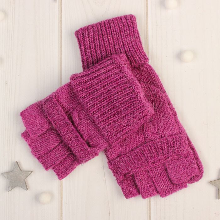 Митенки женские "Далия", размер 16 (р-р произв. 8), цвет фиолетовый