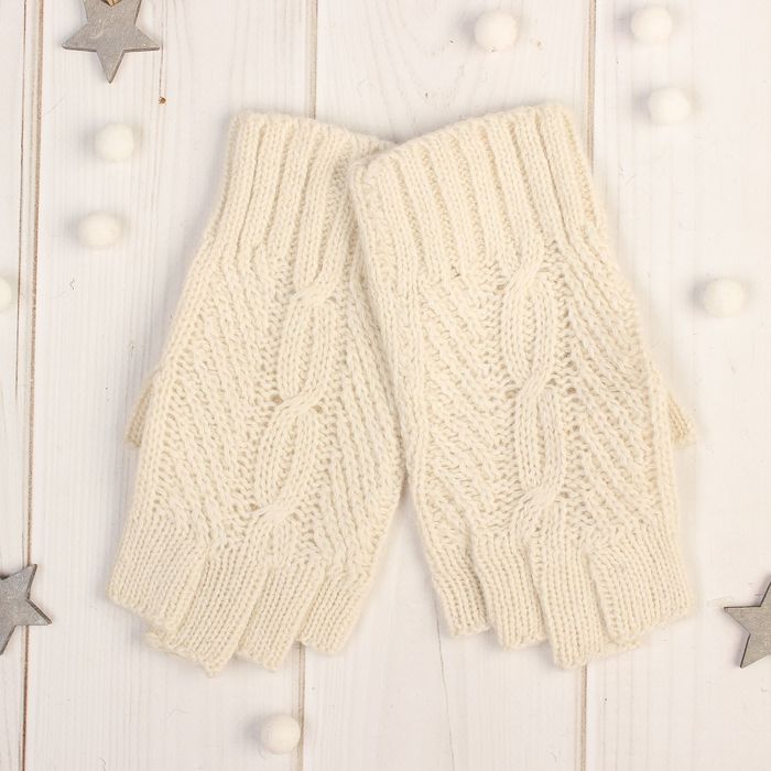 Митенки женские "Амалия", размер 16 (р-р произв. 8), цвет экрю