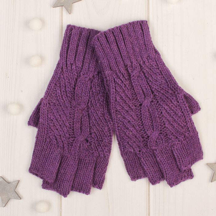 Митенки женские "Амалия", размер 16 (р-р произв. 8), цвет фиолетовый