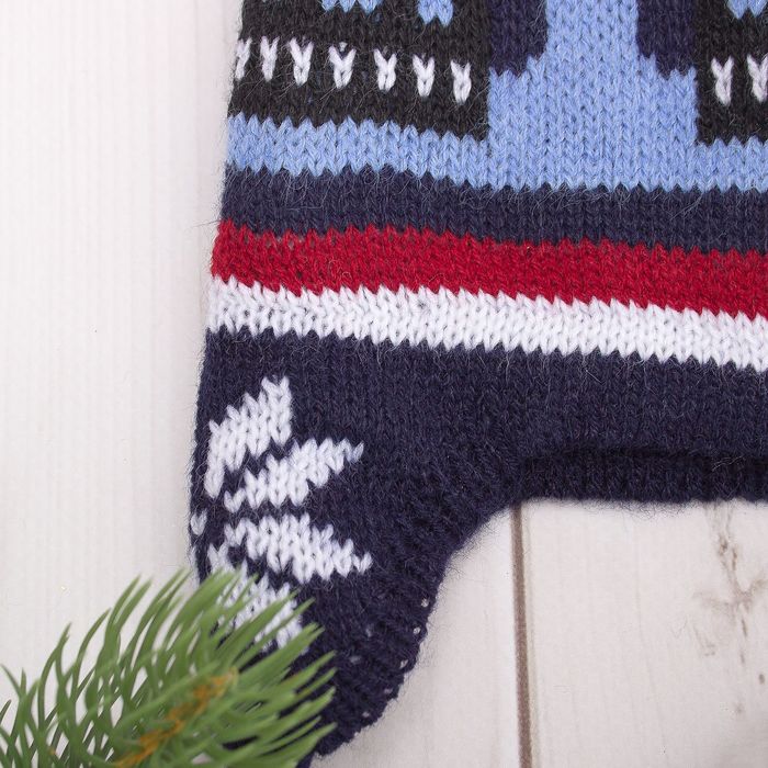 Комплект утеплённый для мальчика (шапка, шарф), р-р 48, цв. тёмно-синий