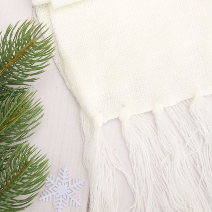 Комплект утеплённый для мальчика (шапка, шарф), р-р 48, цв. белый/голубой