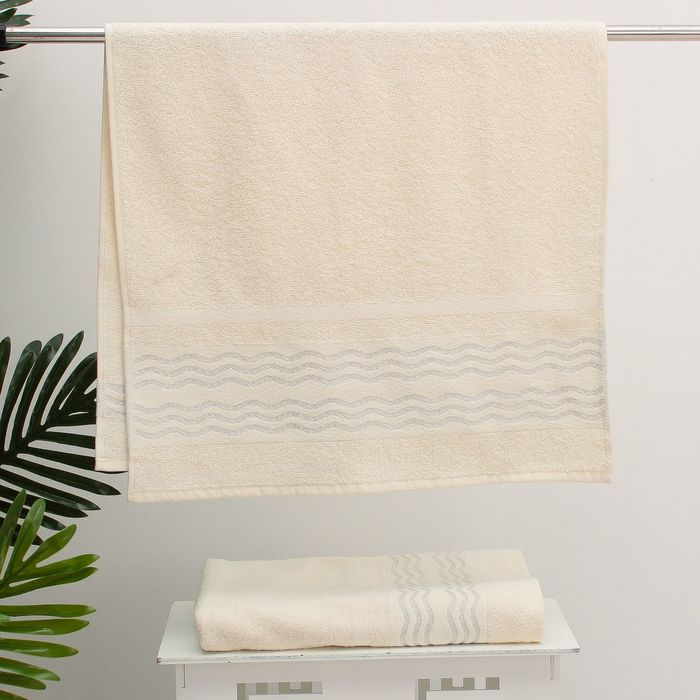 Полотенце махровое WAVES жаккард 50*90 шампань хл.100%, 420гр/м.