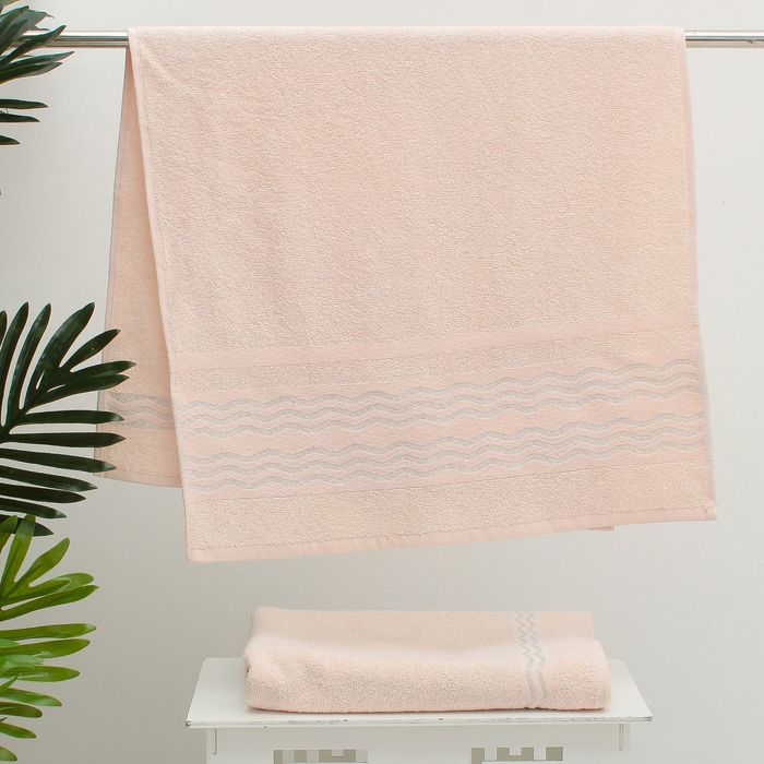 Полотенце махровое WAVES жаккард 50*90 пудра хл.100%, 420гр/м.