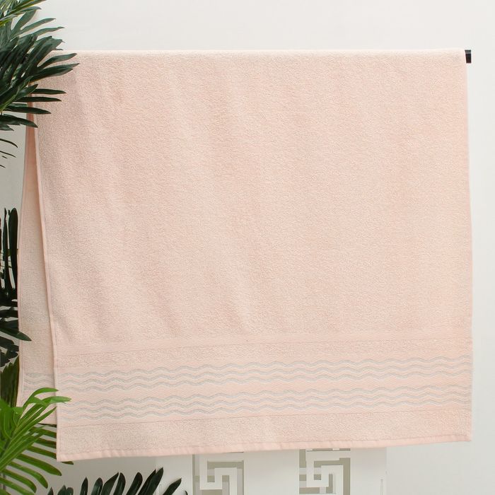 Полотенце махровое WAVES жаккард 70*130 пудра хл.100%, 420гр/м.