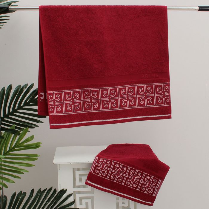 Полотенце махровое PRIME жаккард 30*50 бордо хл.100%, 420 гр/м