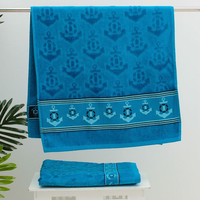 Полотенце махровое ANCOR жаккард 50*90 морская волна хл.100%, 450 гр/м.