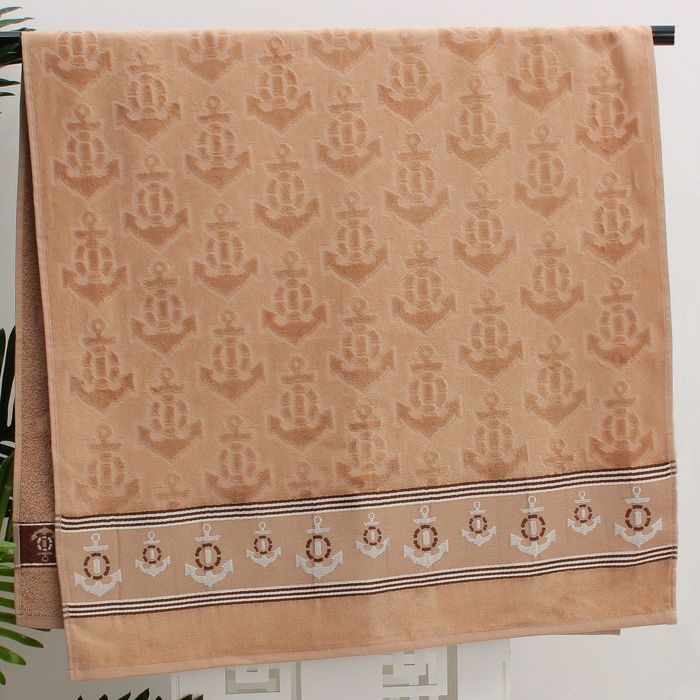 Полотенце махровое ANCOR жаккард 70*130 бежевый хл.100%, 450 гр/м.