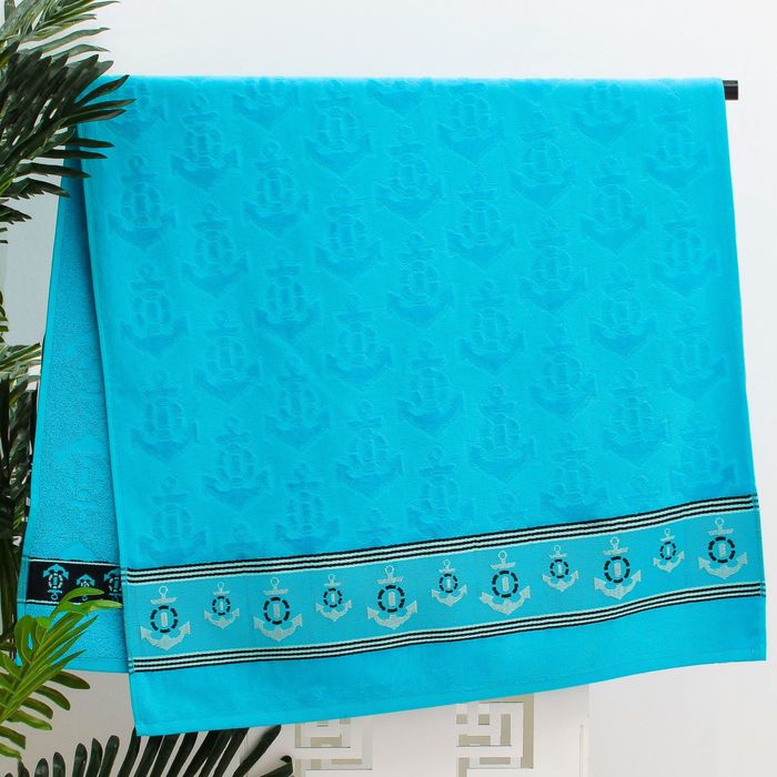 Полотенце махровое ANCOR жаккард 70*130 голубой  хл.100%, 450 гр/м.