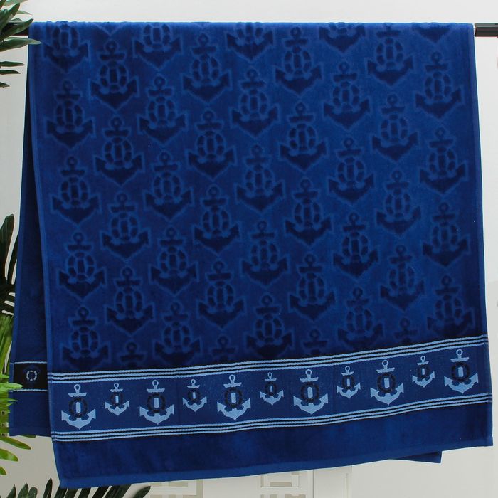 Полотенце махровое ANCOR жаккард 70*130 синий хл.100%, 450 гр/м.